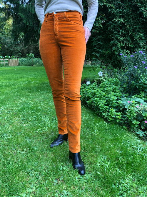 Amazing Woman Velvet Straight Leg Jeans in Orange