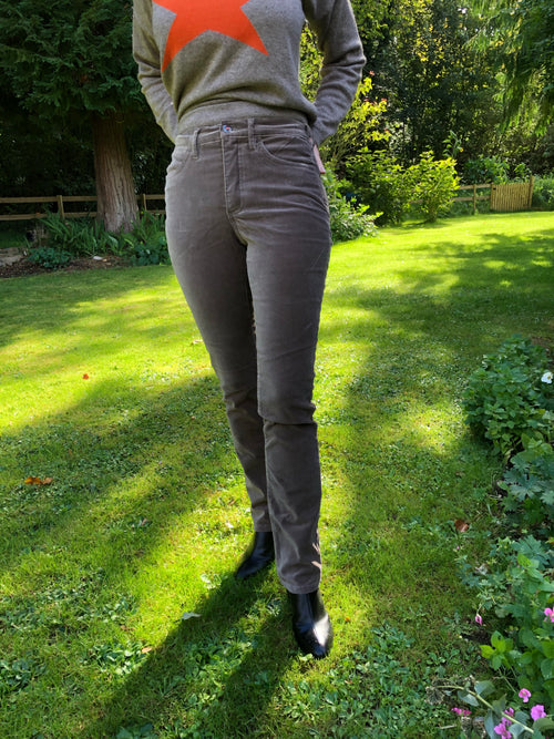 Amazing Woman Velvet Straight Leg Jeans in Mole